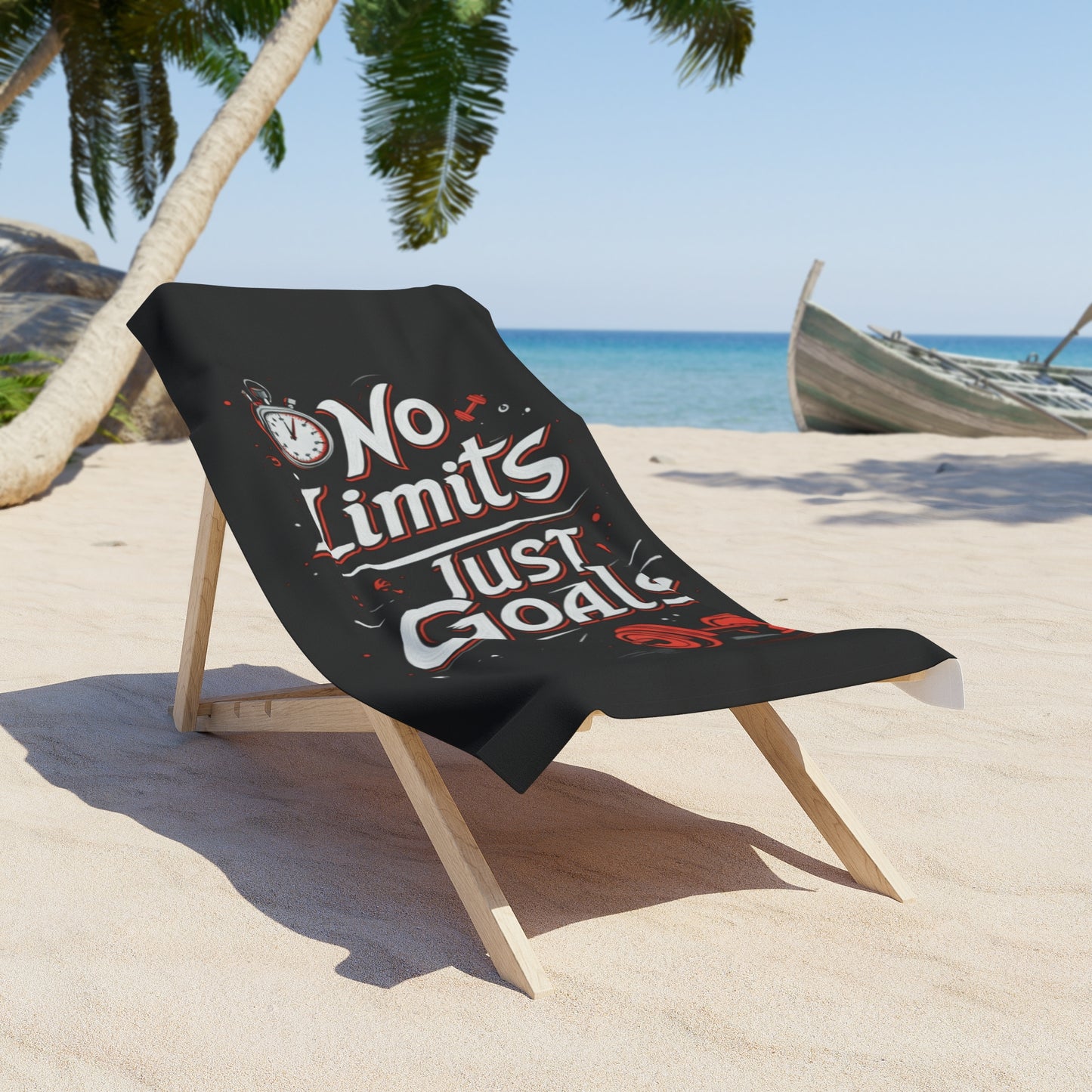 No Limits Beach Towel - Motivational Towel for Gym Lovers, Fitness Goals Towel, Unique Gift for Athletes, Summer Beach Gear