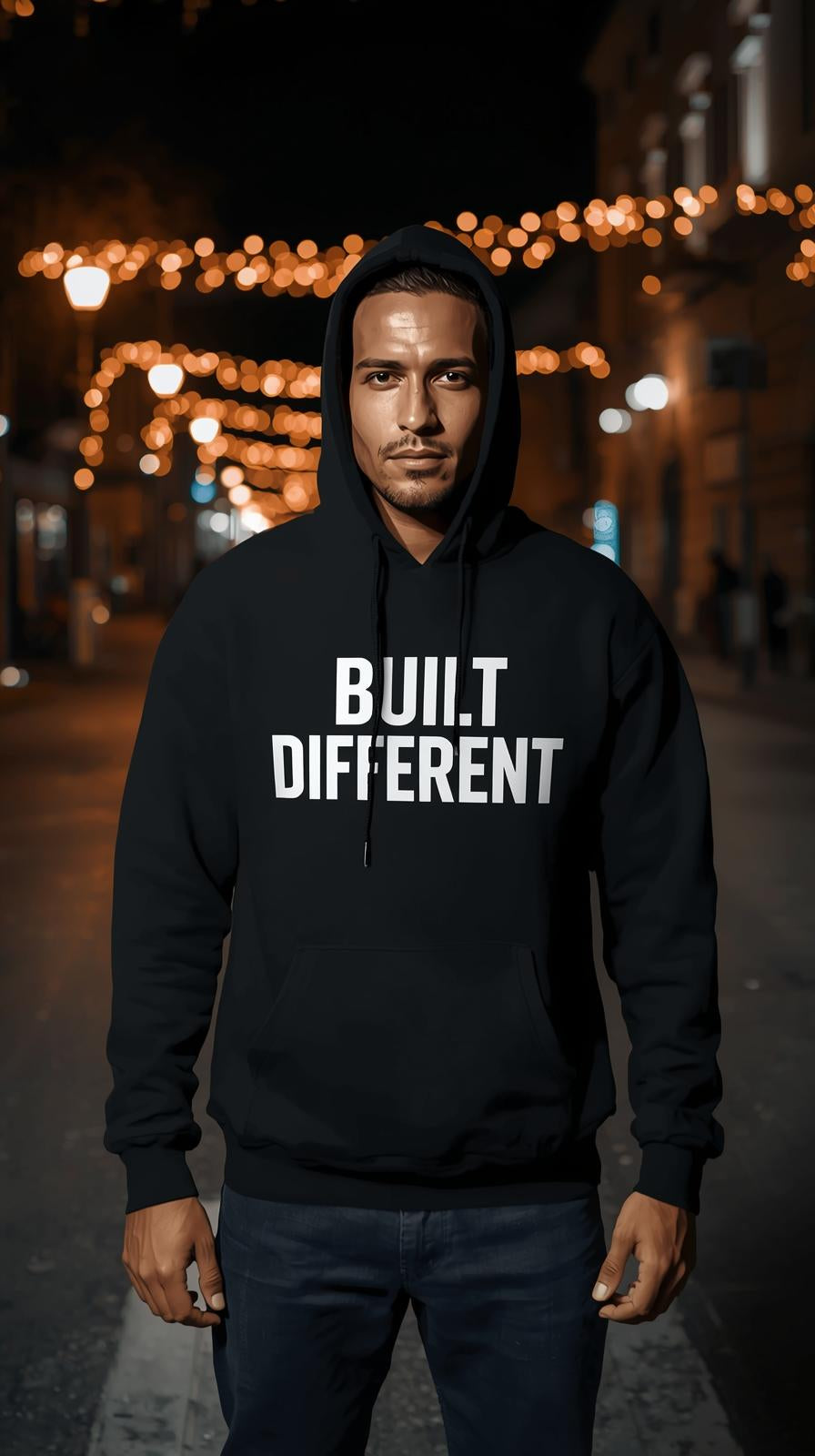Built Different Black Hoodie for Men – Modern Streetwear for Hustlers, Grinders & Go‑Getters