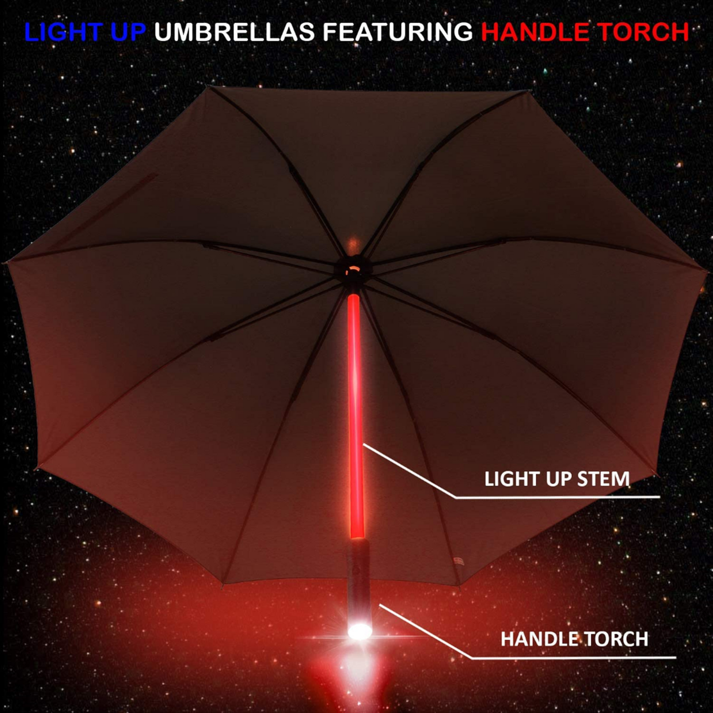 Lightsaber LED Futuristic Umbrellas with 7 Color Changing Effects | Windproof Golf Umbrellas with Flashlight Handle Coolest Gift