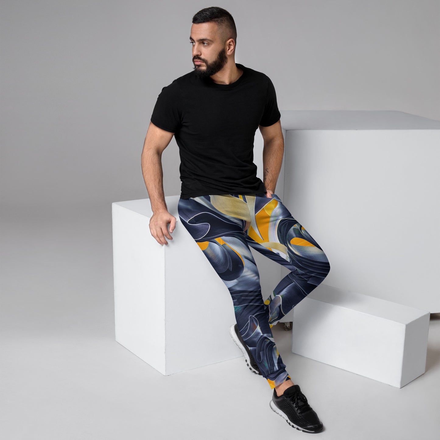 Yellow Black Marble Men's Joggers