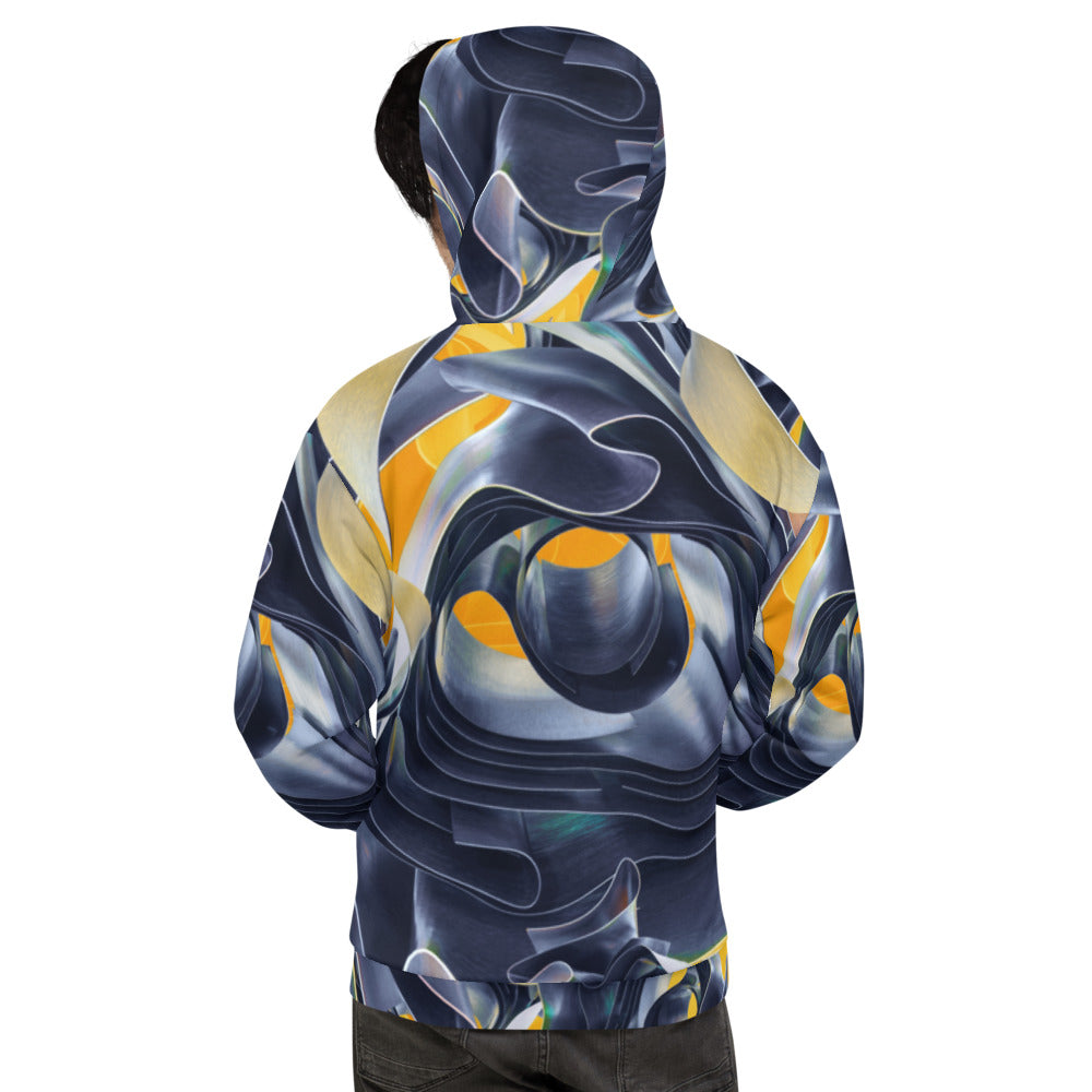 Black and yellow marble swirl Unisex Hoodie