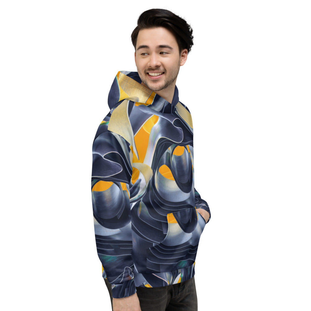 Black and yellow marble swirl Unisex Hoodie