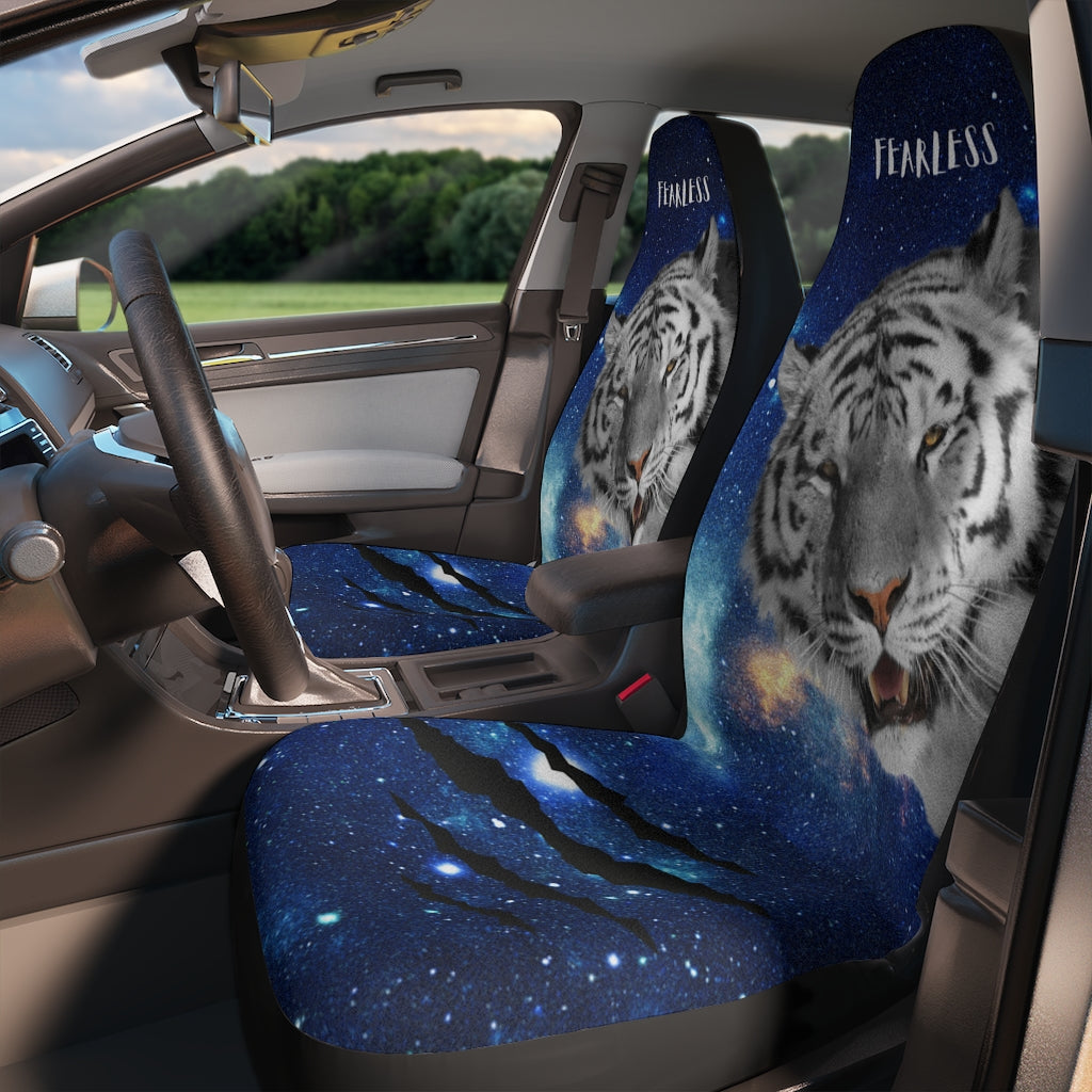 Fearless White Tiger Galaxy Car Seat Covers 2 Pcs