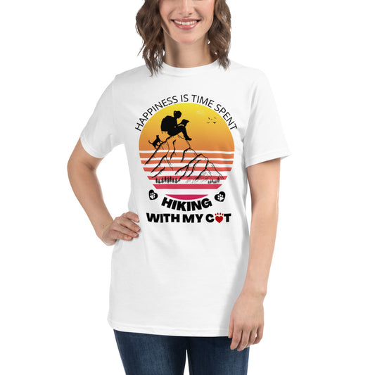 Happiness Is Time Spent Hiking With My Cat Unisex Organic T Organic T-Shirt