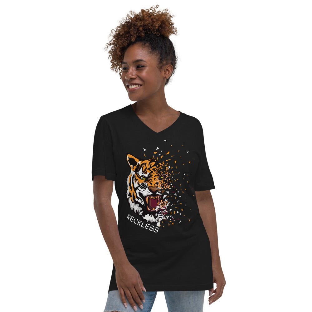 Unisex Short Sleeve V-Neck RECKLESS T-Shirt