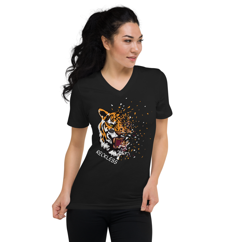 Unisex Short Sleeve V-Neck RECKLESS T-Shirt