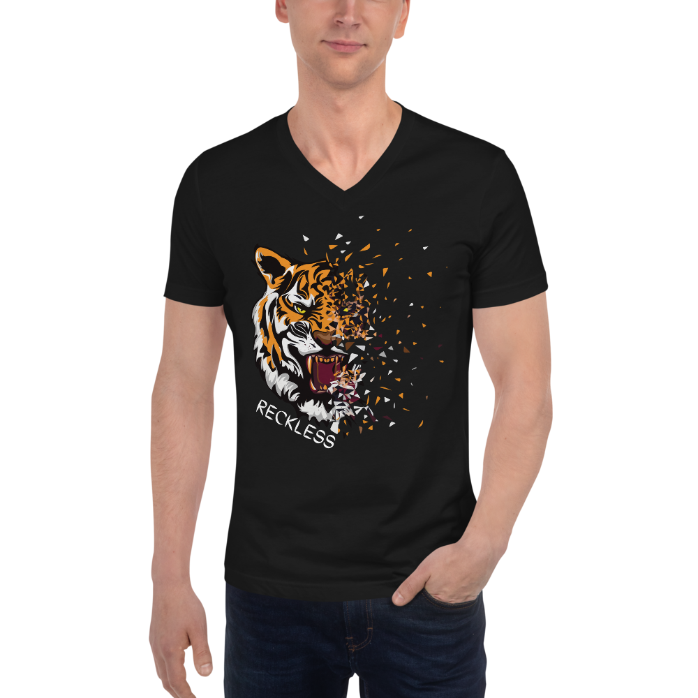 Unisex Short Sleeve V-Neck RECKLESS T-Shirt