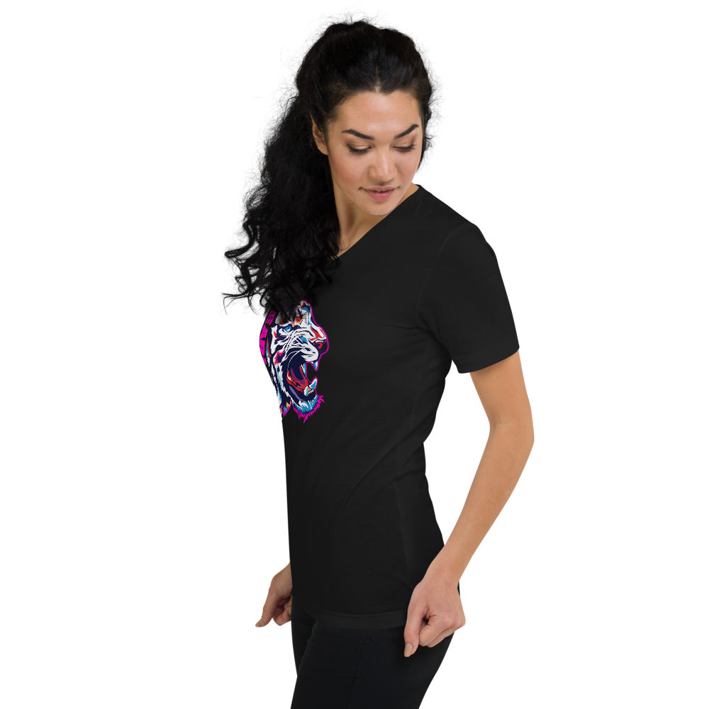 Fearless Unisex Short Sleeve V-Neck T-Shirt Pink