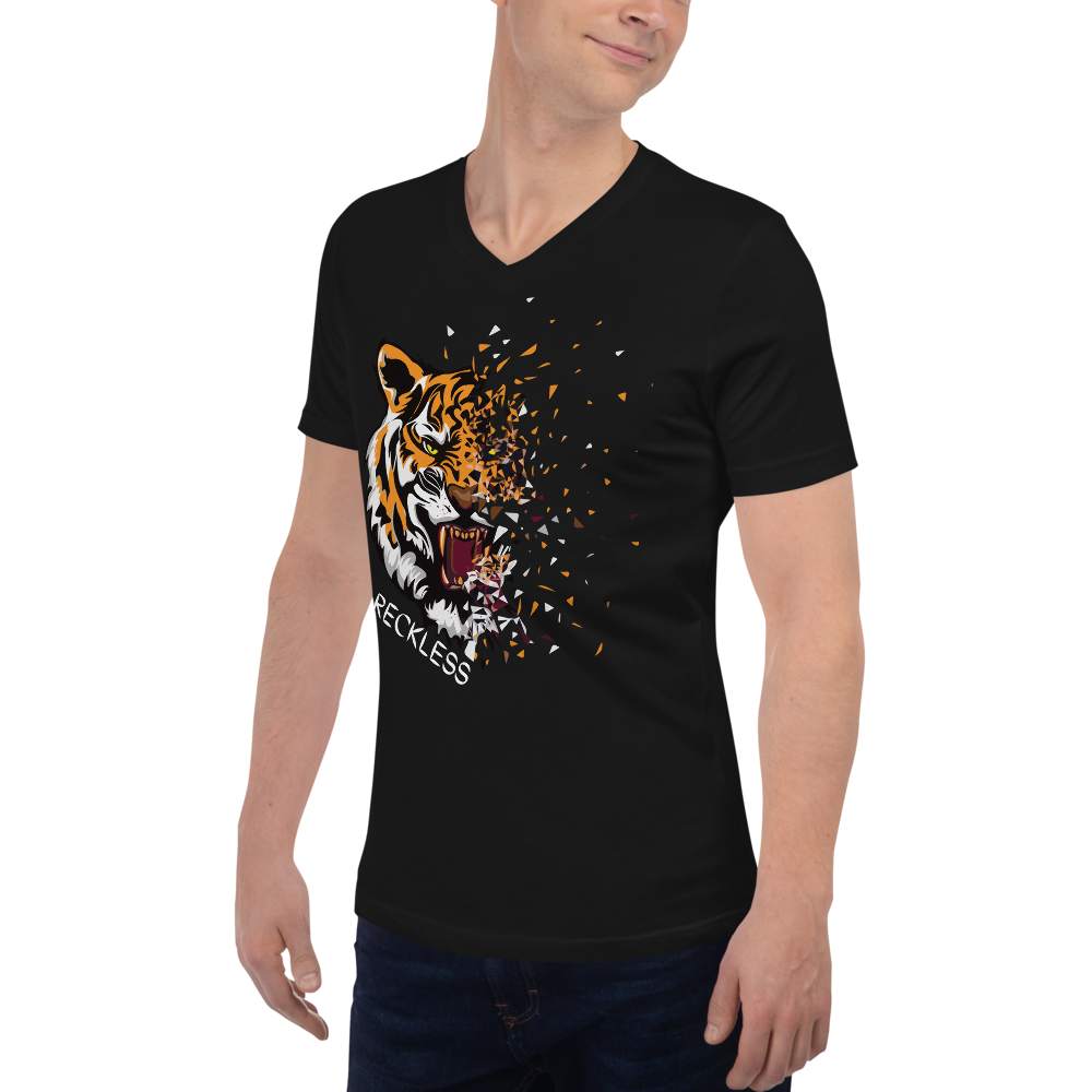 Unisex Short Sleeve V-Neck RECKLESS T-Shirt