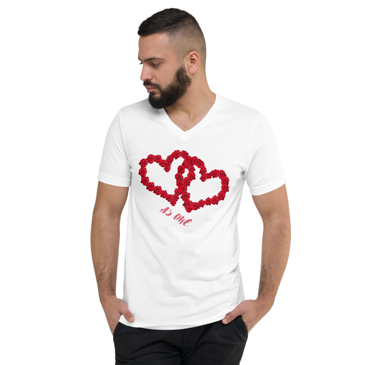 Our Hearts are connected Valentines Unisex Short Sleeve V-Neck T-Shirt