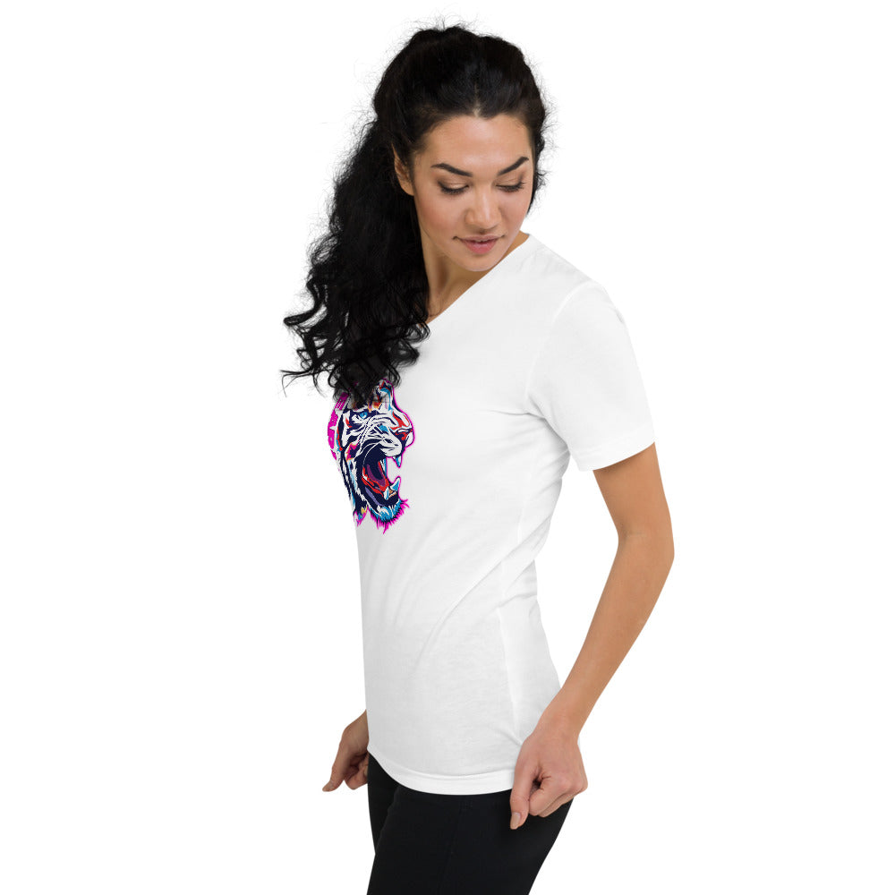 Fearless Unisex Short Sleeve V-Neck T-Shirt Pink
