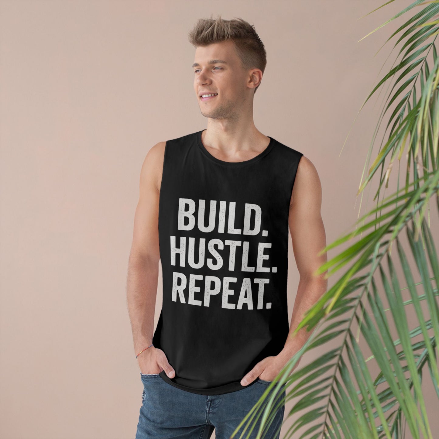 Motivational Unisex Tank Top - Build. Hustle. Repeat. | Modern Man Shop Co