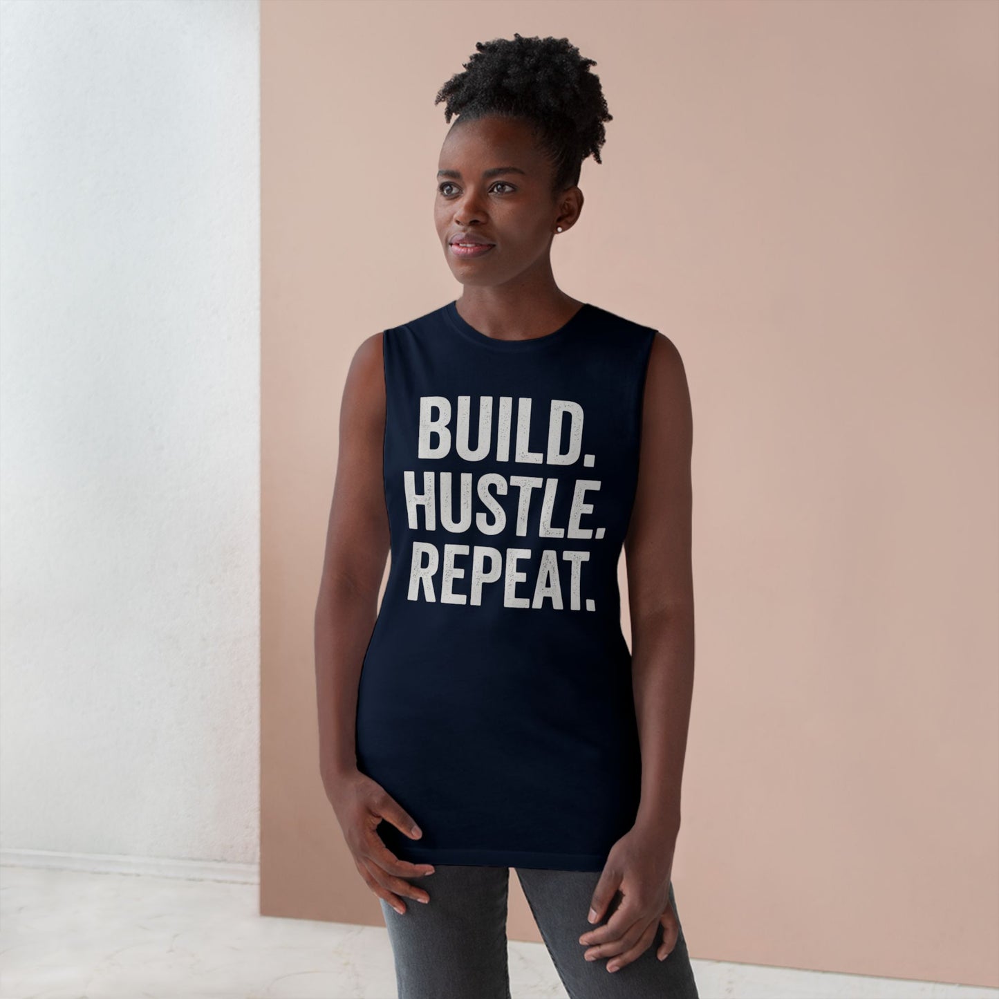 Build. Hustle. Repeat. Tank Top — Motivational Fitness & Entrepreneur Workout Shirt