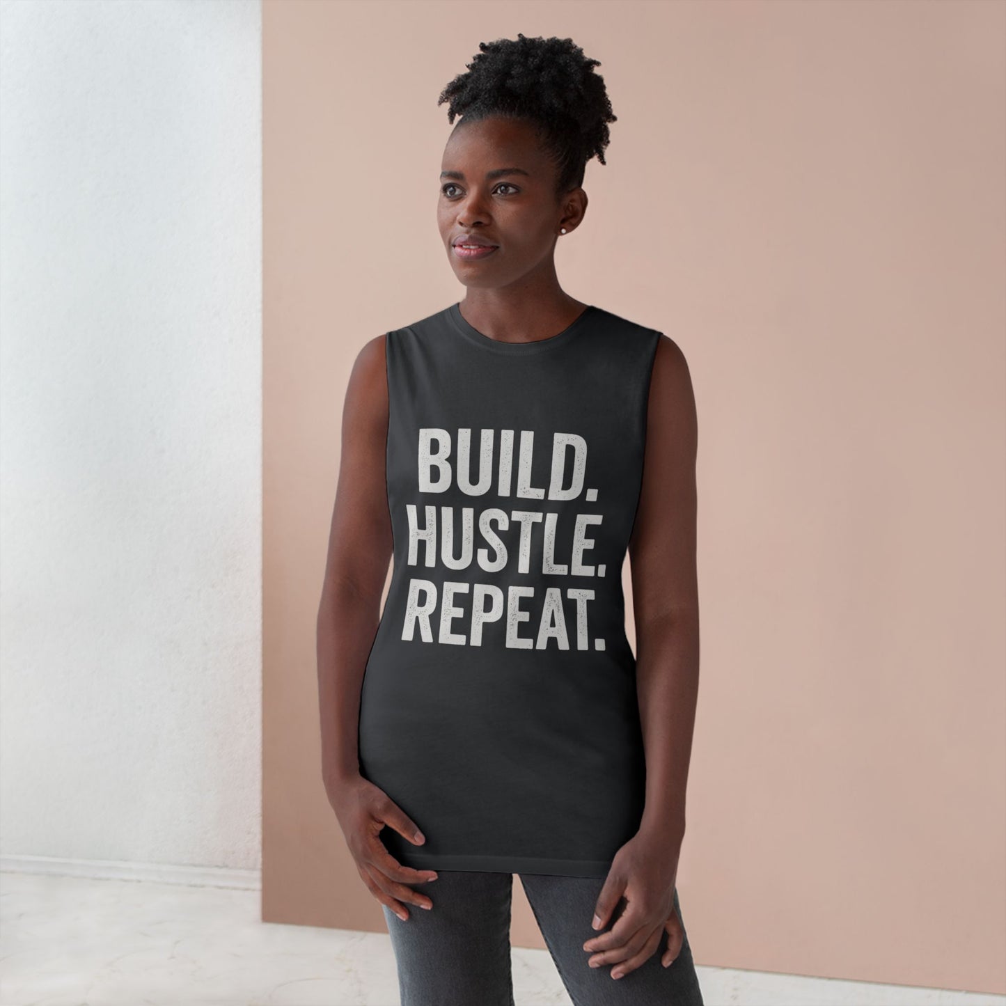 Motivational Unisex Tank Top - Build. Hustle. Repeat. | Modern Man Shop Co