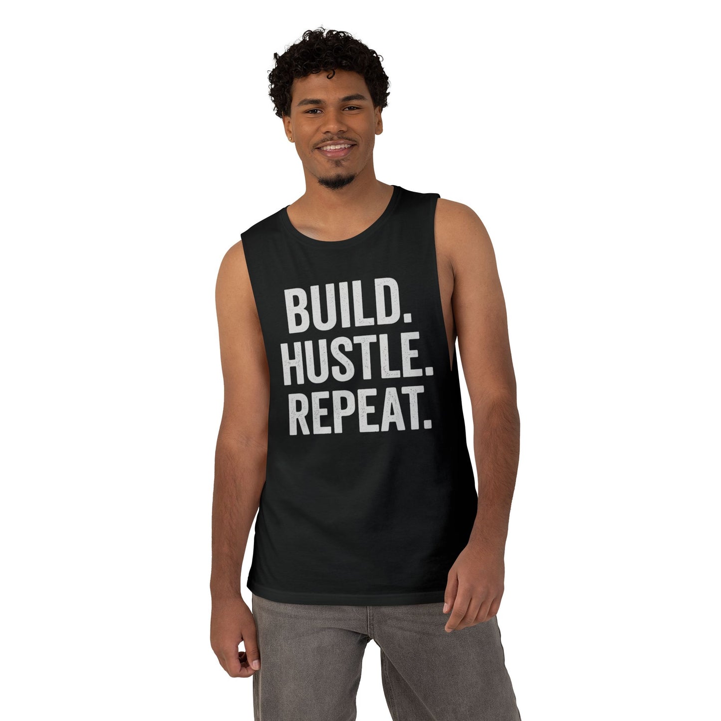 Build. Hustle. Repeat. Tank Top — Motivational Fitness & Entrepreneur Workout Shirt