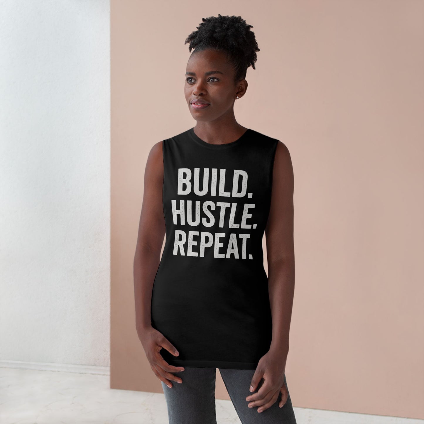 Build. Hustle. Repeat. Tank Top — Motivational Fitness & Entrepreneur Workout Shirt