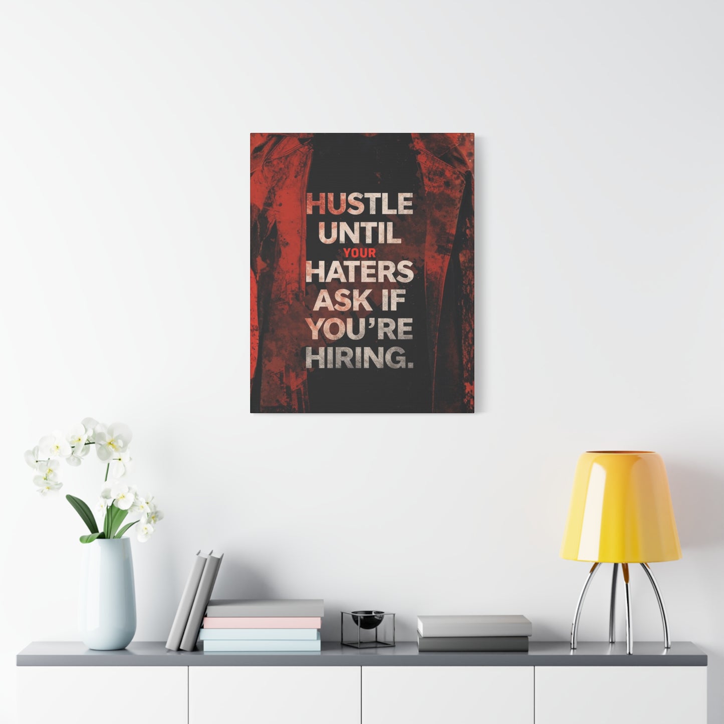 No One Cares. Work Harder." Modern Man Motivational Canvas Wall Art – Gym & Office Decor for Men Who Grind
