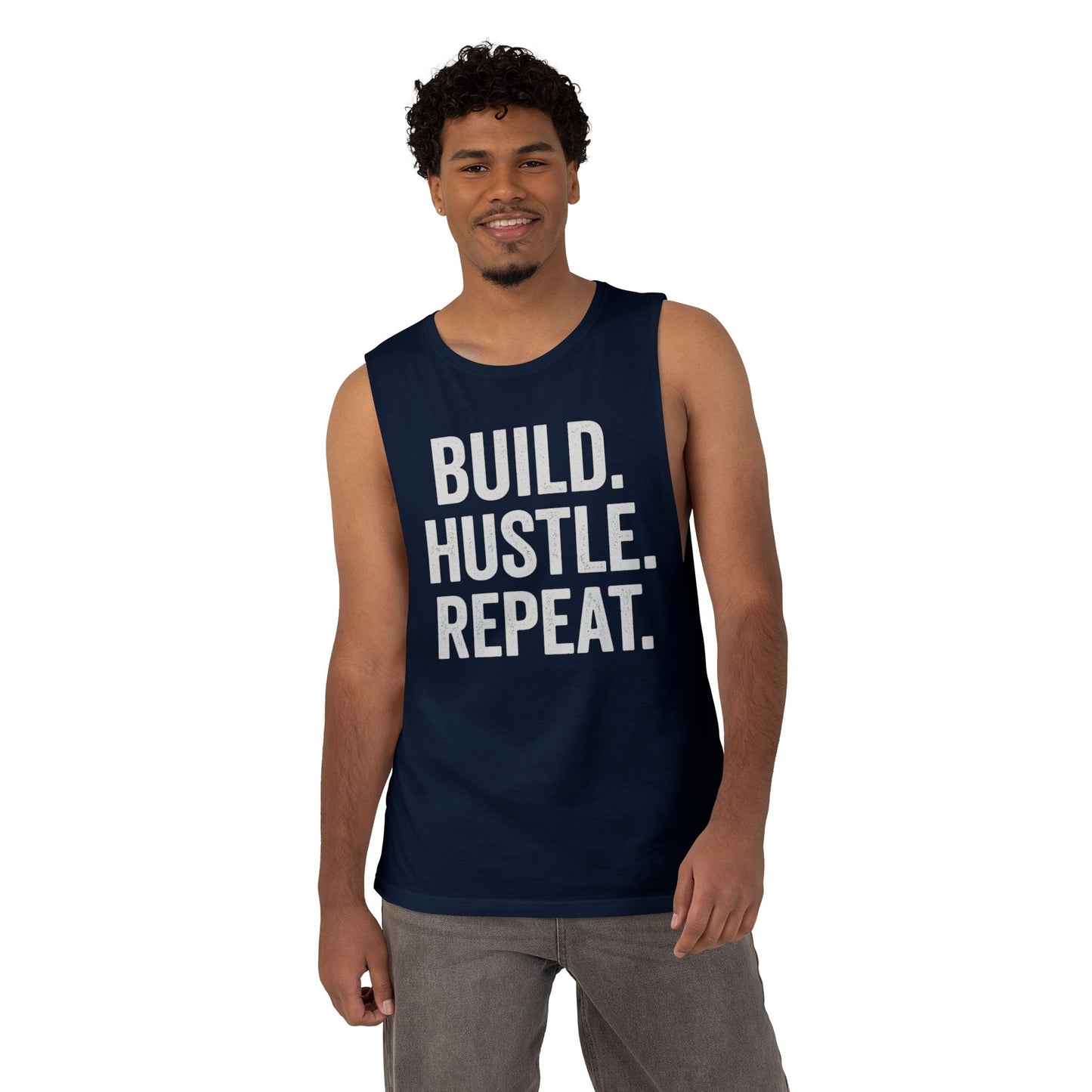 Build. Hustle. Repeat. Tank Top — Motivational Fitness & Entrepreneur Workout Shirt