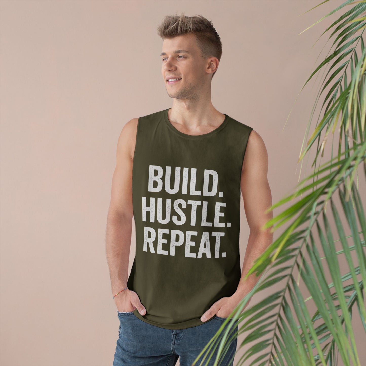 Motivational Unisex Tank Top - Build. Hustle. Repeat. | Modern Man Shop Co