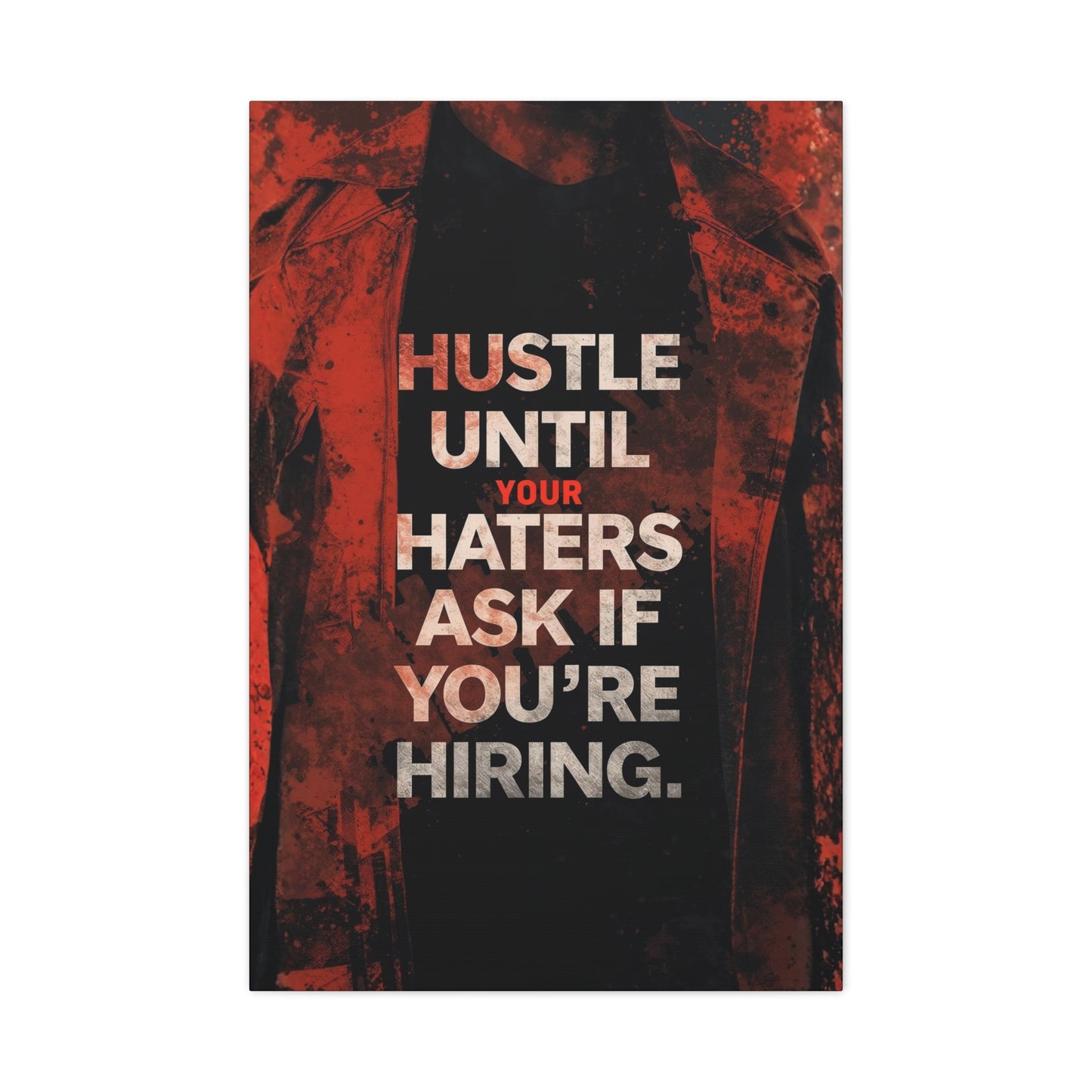 No One Cares. Work Harder." Modern Man Motivational Canvas Wall Art – Gym & Office Decor for Men Who Grind