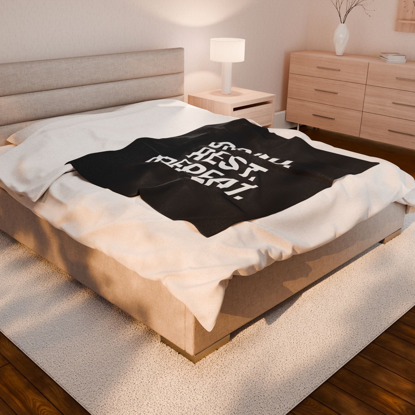 Motivational Velveteen Plush Blanket — "GRIND. REST. REPEAT." Comfort Throw