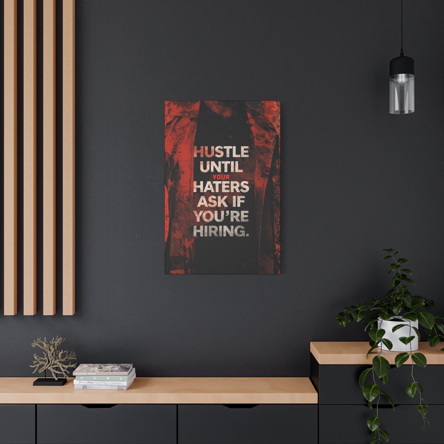 No One Cares. Work Harder." Modern Man Motivational Canvas Wall Art – Gym & Office Decor for Men Who Grind