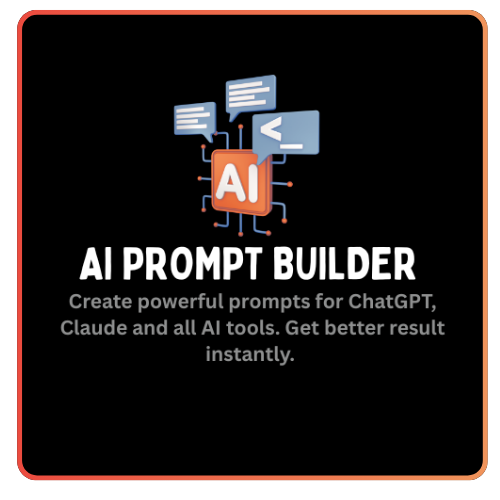 AI Prompt Builder logo with text on a black background