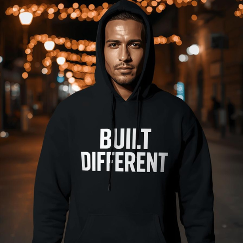 Built Different Black Hoodie for Men – Modern Streetwear for Hustlers, Grinders & Go‑Getters