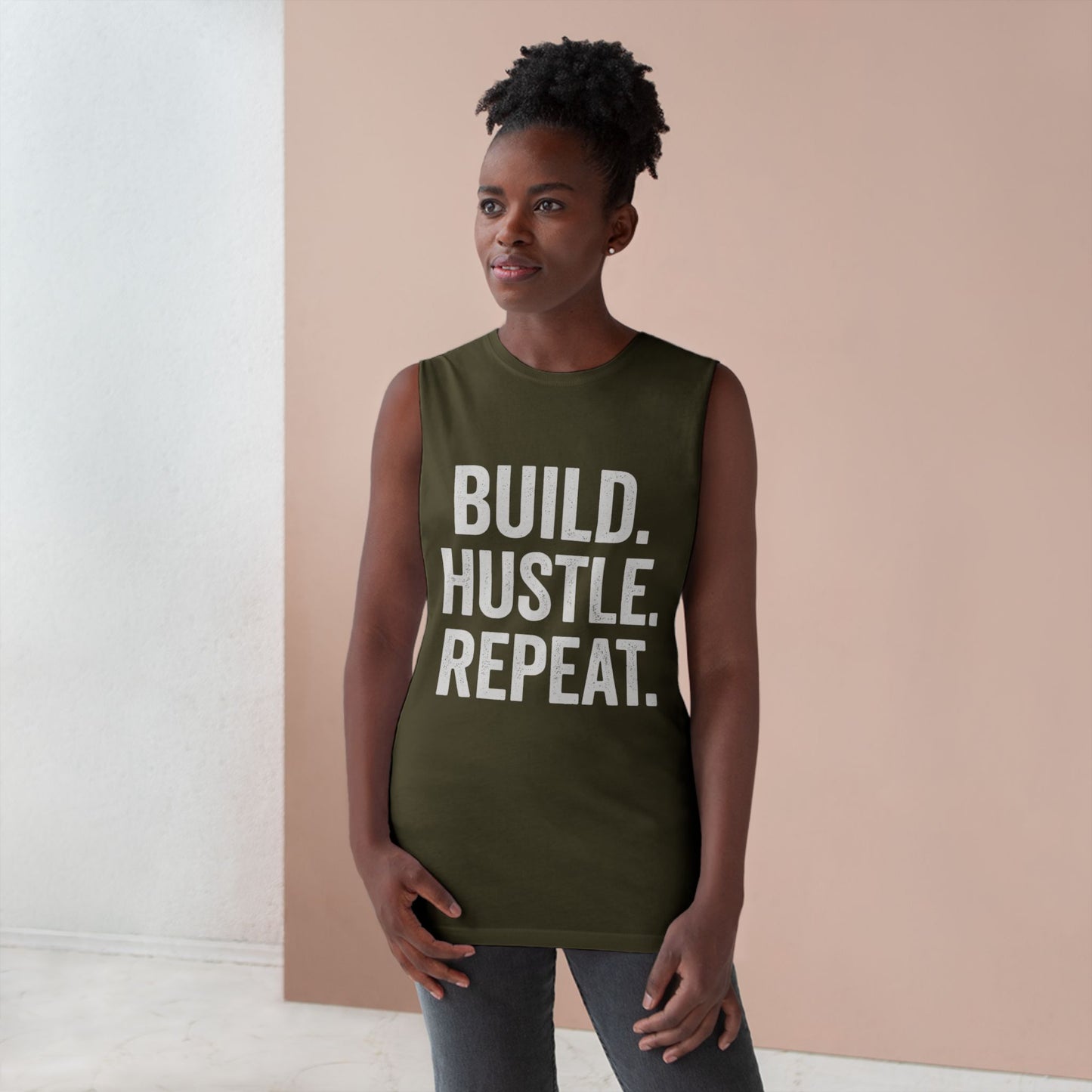 Motivational Unisex Tank Top - Build. Hustle. Repeat. | Modern Man Shop Co