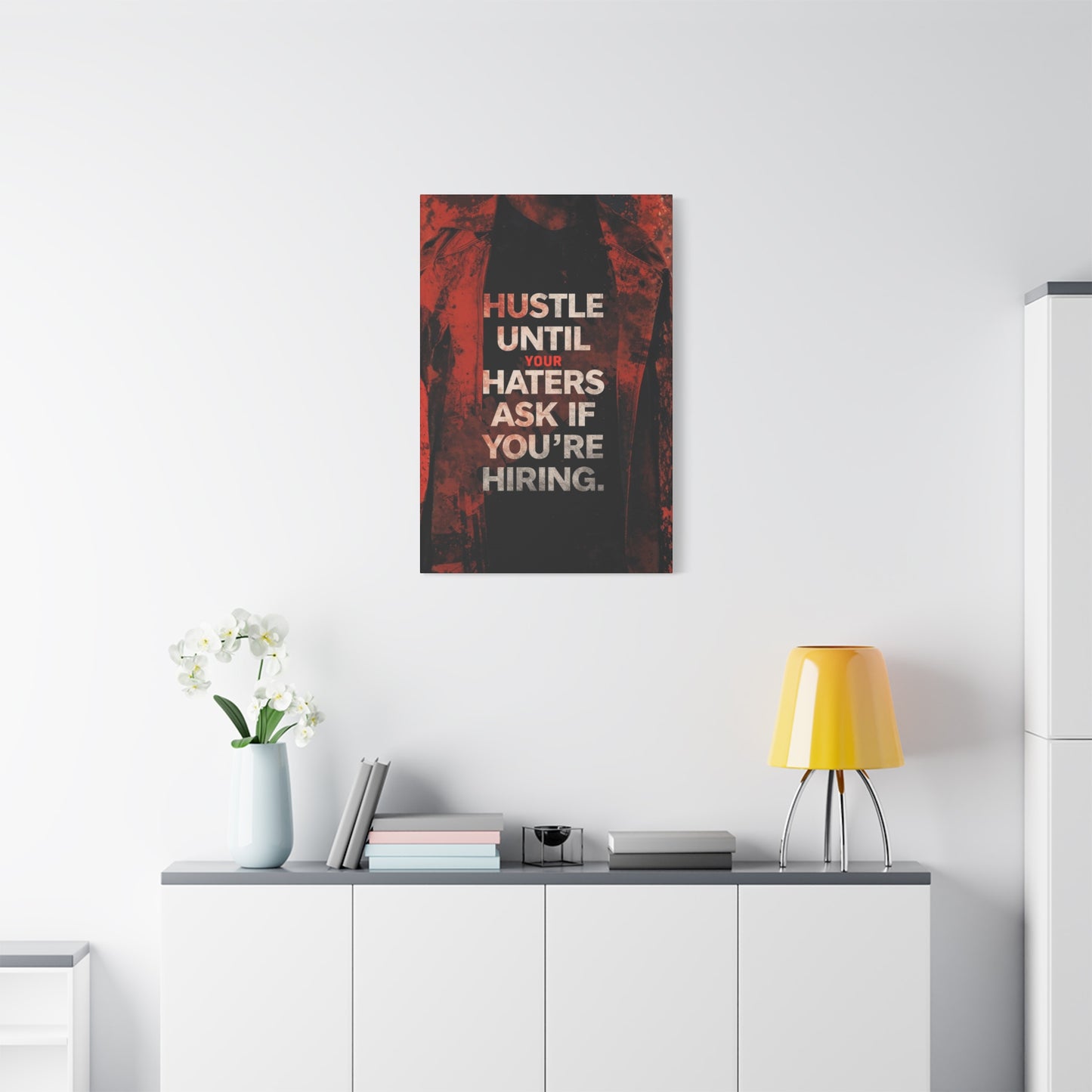 No One Cares. Work Harder." Modern Man Motivational Canvas Wall Art – Gym & Office Decor for Men Who Grind