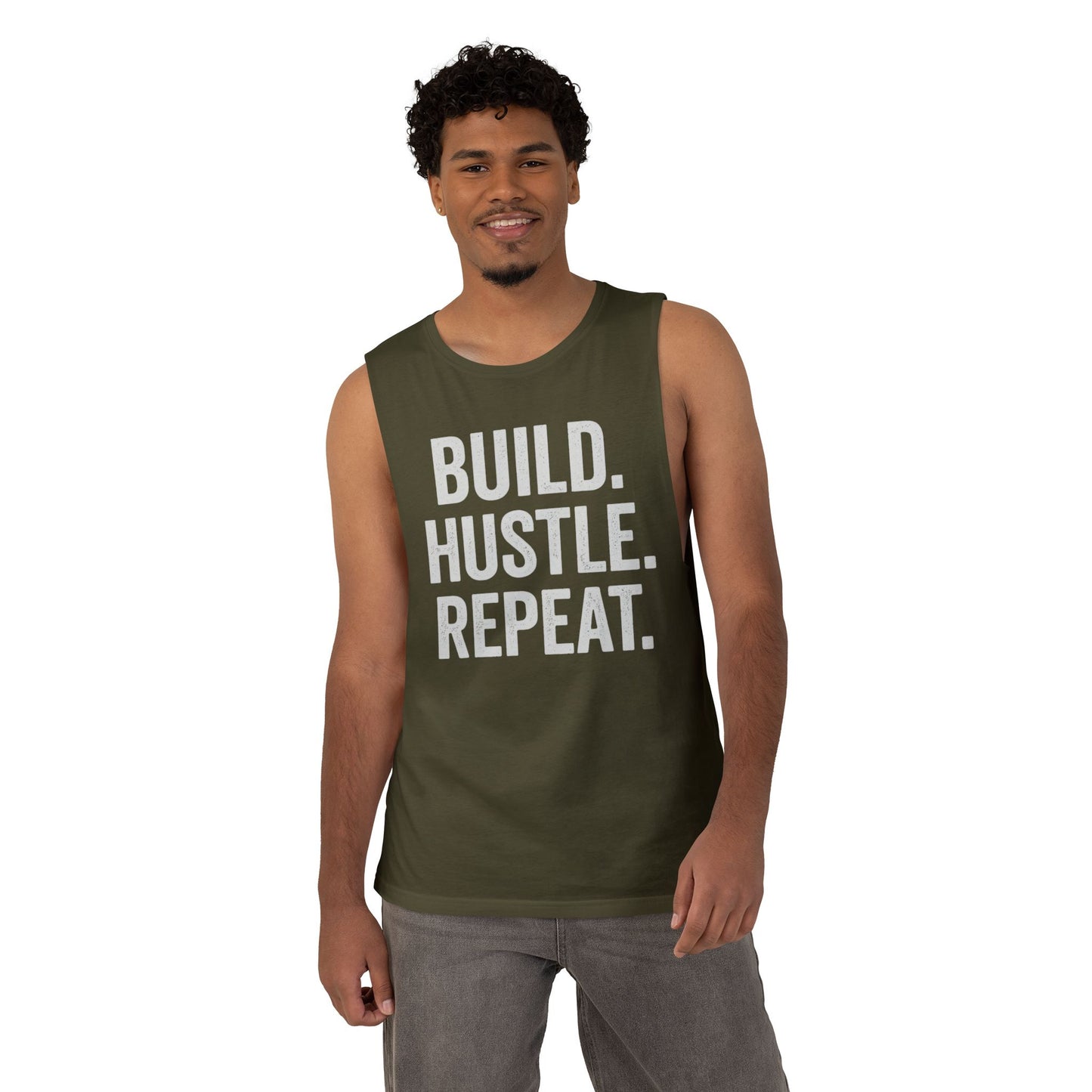 Build. Hustle. Repeat. Tank Top — Motivational Fitness & Entrepreneur Workout Shirt