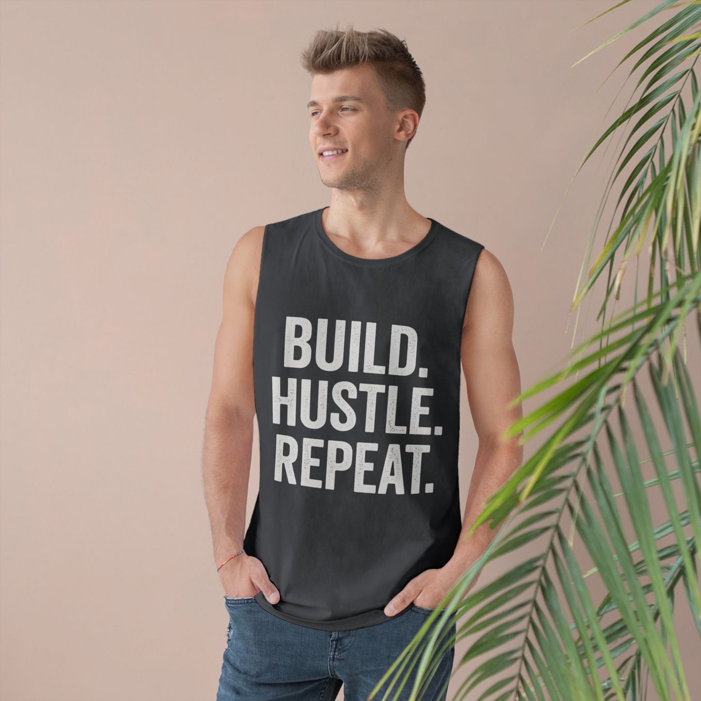 Motivational Unisex Tank Top - Build. Hustle. Repeat. | Modern Man Shop Co