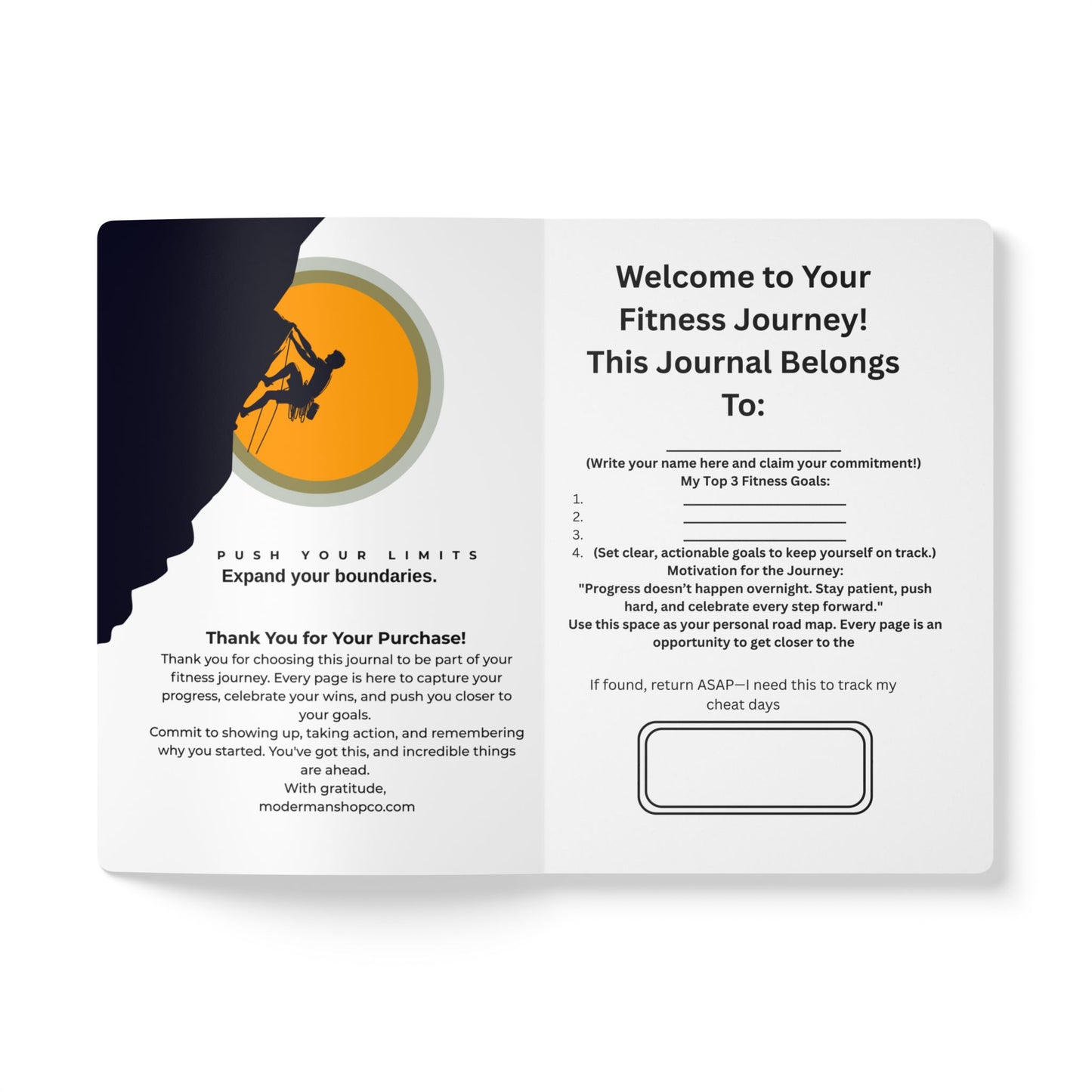 Motivational Softcover Journal - "No Limits Just Goals" & "Stronger Every Day" Design