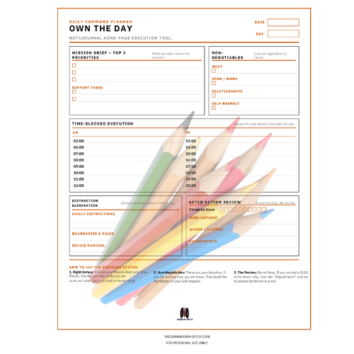 The Command Architect™ | Daily Execution Planner for Entrepreneurs (Printable & Digital)