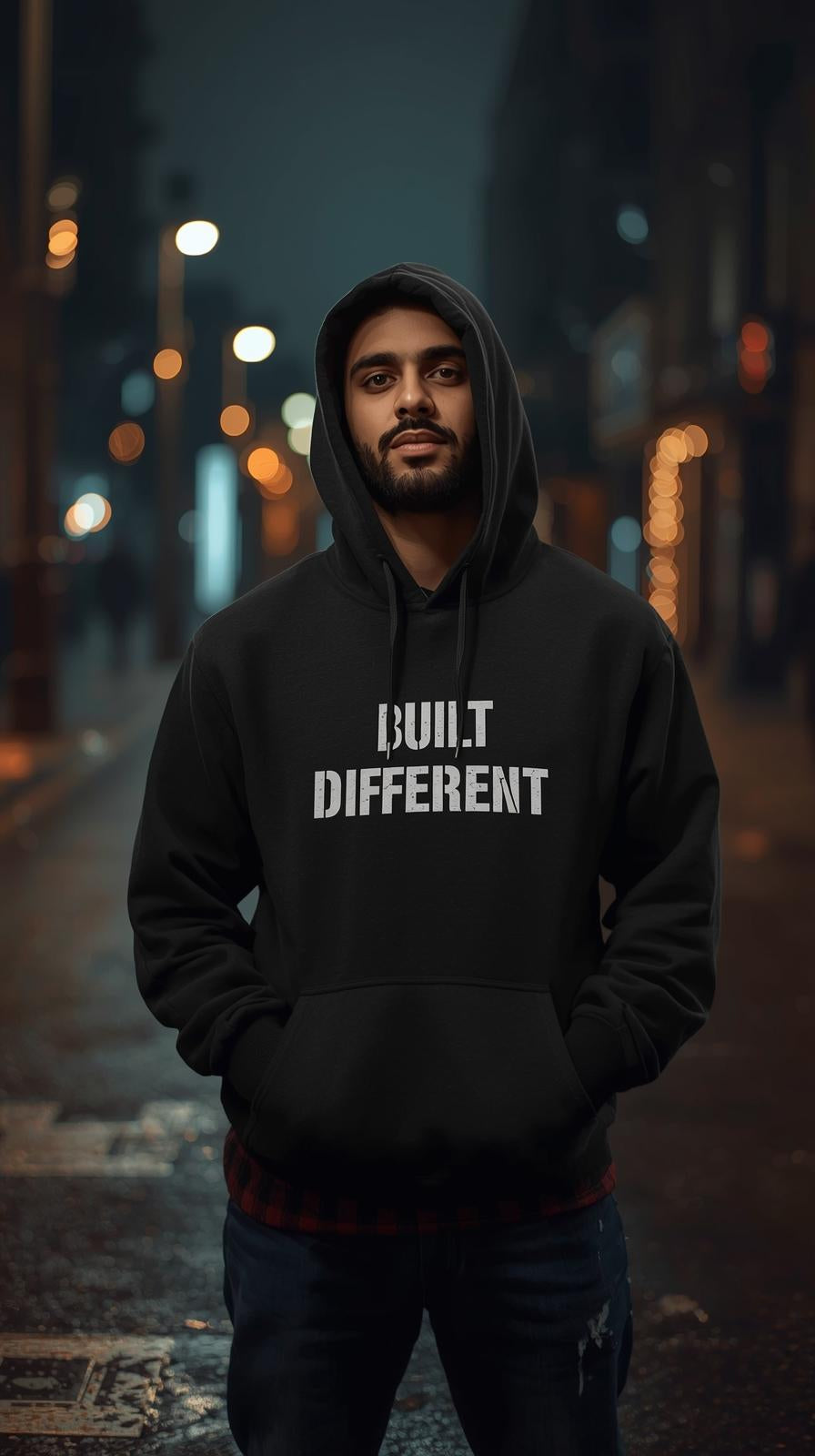 Built Different Black Hoodie for Men – Modern Streetwear for Hustlers, Grinders & Go‑Getters