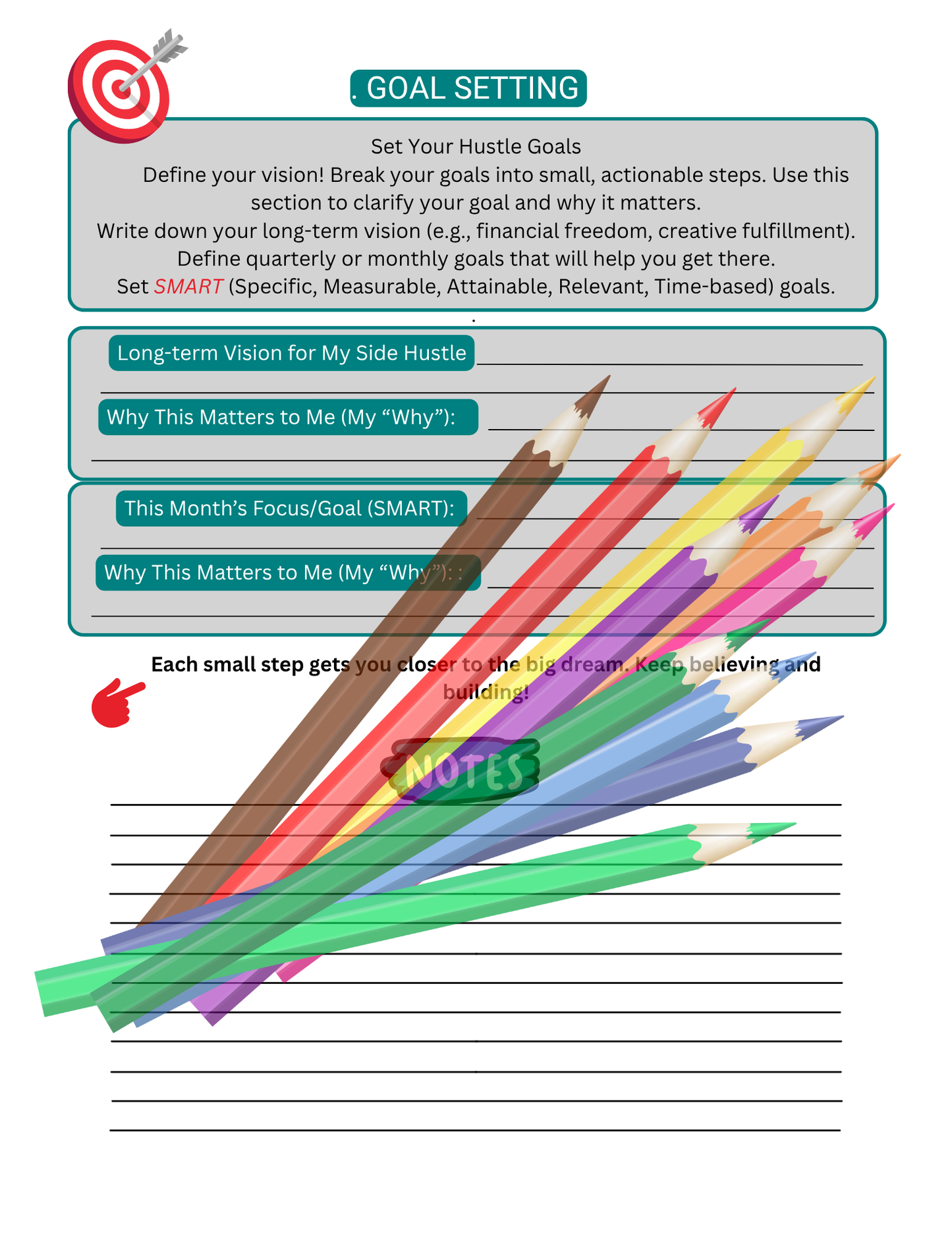 Side Hustle Planner Journal – Your Roadmap to Success| Printable Edition