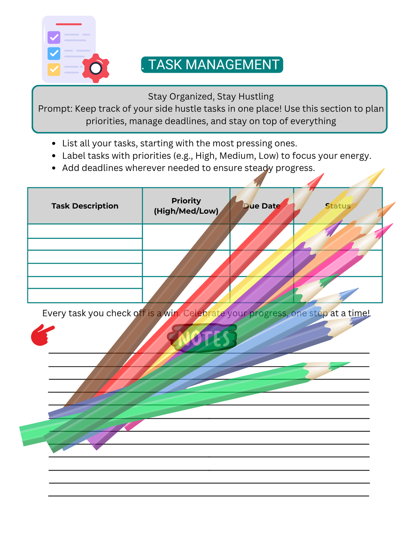 Side Hustle Planner Journal – Your Roadmap to Success| Printable Edition