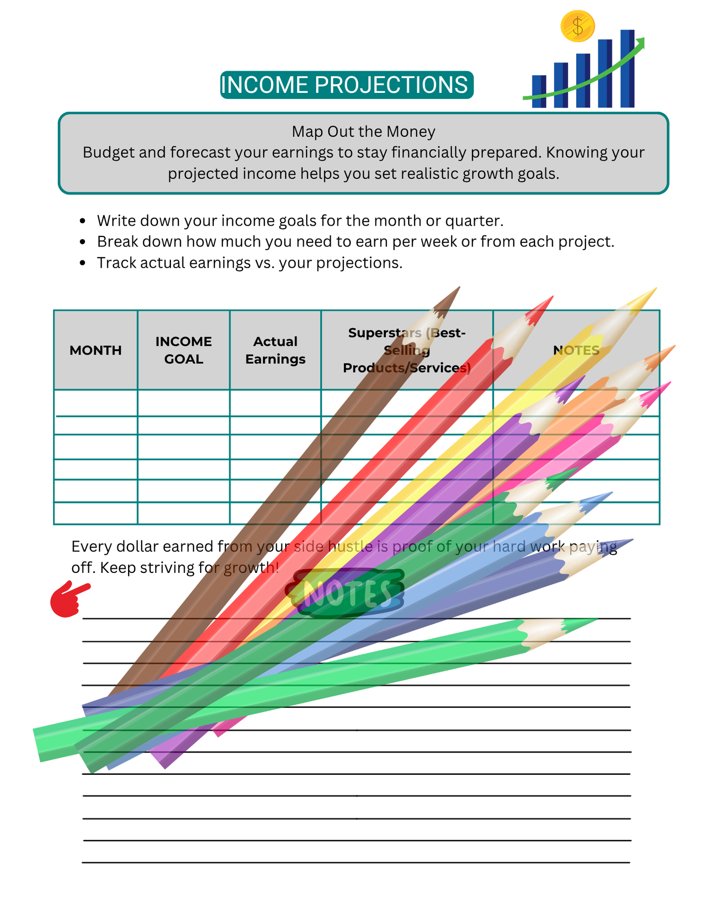Side Hustle Planner Journal – Your Roadmap to Success| Printable Edition