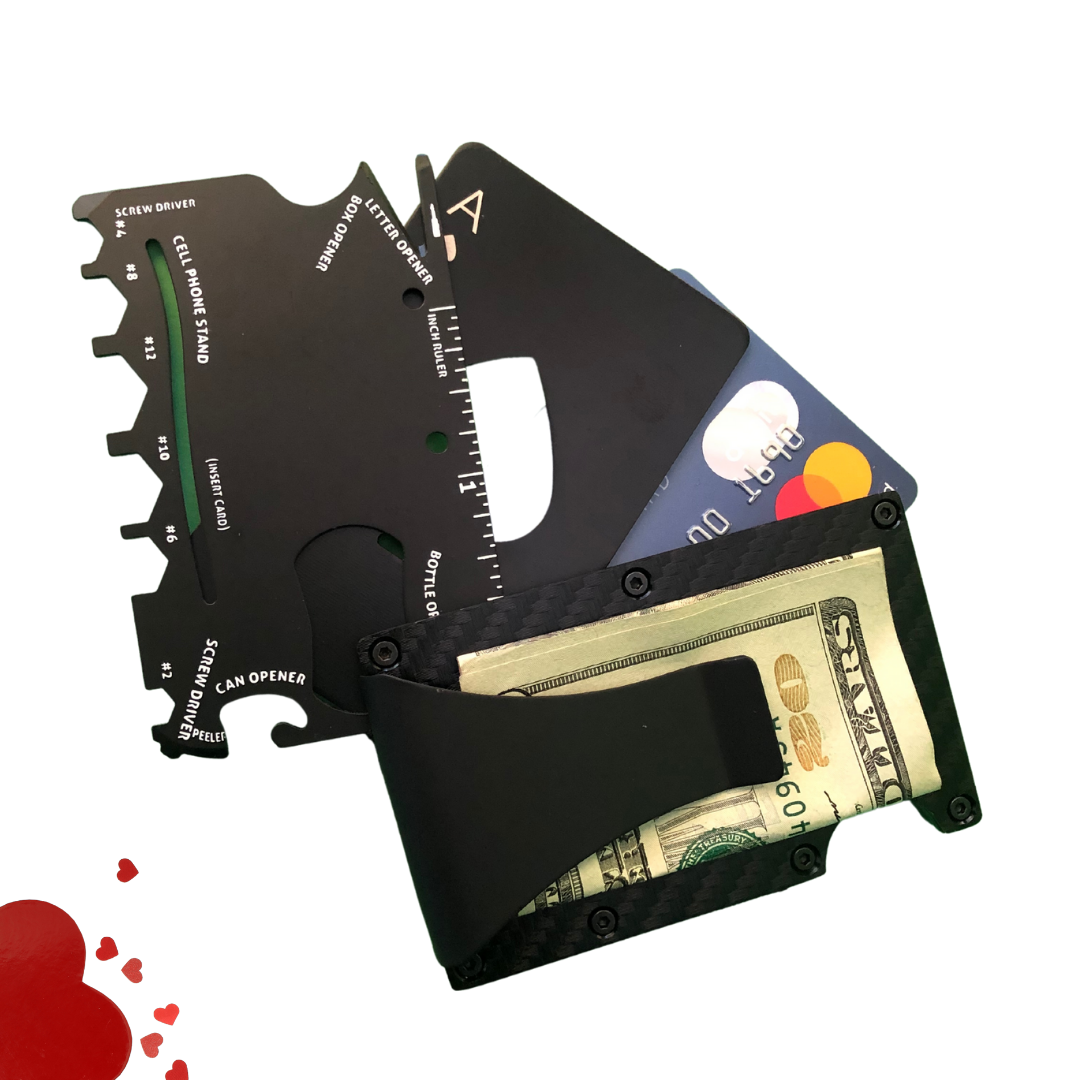 Tripple Threat Minimalist Wallet Set 3 Piece Set Gift for men