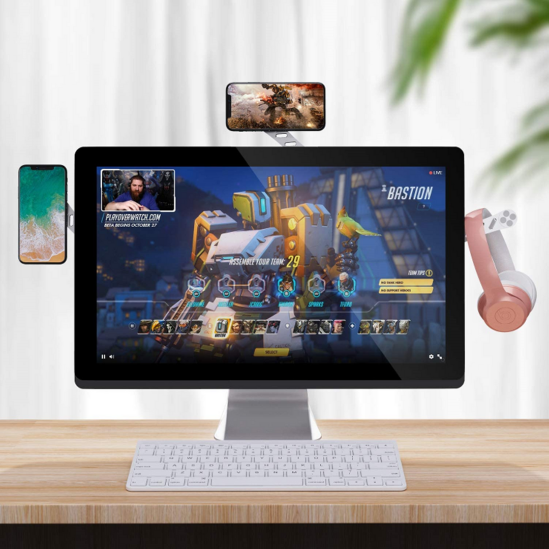 Clip on Monitor Adjustable Foldable Smartphone Stand