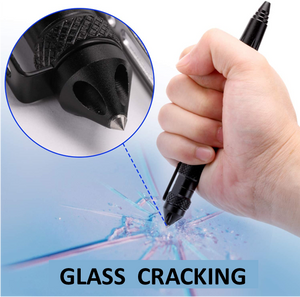 Tactical Pen Emergency Glass Breaker, with 2 Black Ballpoint Refills for Writing, Made of Tungsten Steel & Aluminum (Black)