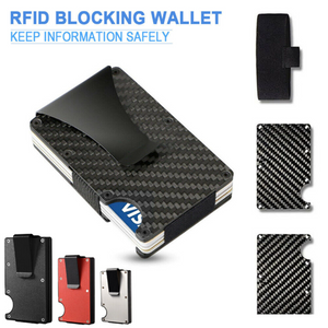 MMSCO Slim Carbon Fiber ID Credit Card Holder RFID Blocking Metal Wallet Money Clip (1)