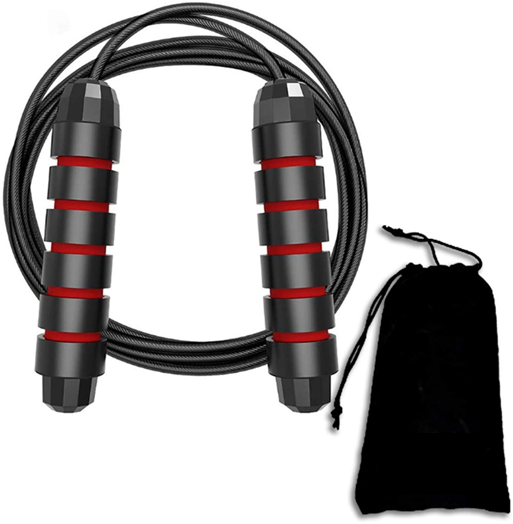 Quality Speed Jump Rope For Endurance Training Skipping Rope Tangle-Free with Ball Bearings Cable and 6” Foam Handles  Gym (1)