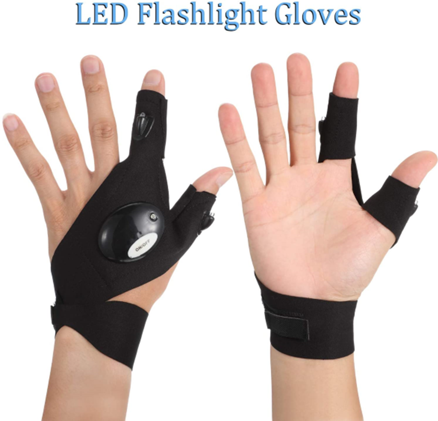 2 LED Flashlight Gloves, Cool Gadgets Gifts for Men Perfect for Handyman, Camping, Fishing, Repair, Gift for Guys - 1 Pair