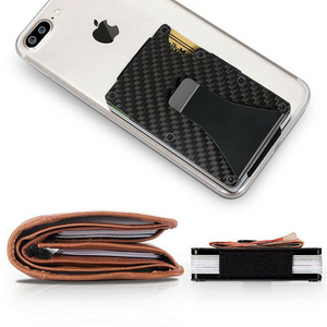 MMSCO Slim Carbon Fiber ID Credit Card Holder RFID Blocking Metal Wallet Money Clip (1)
