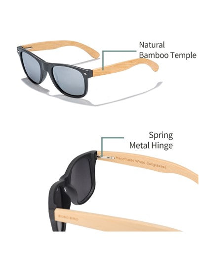 Eco-Friendly fashionable BAMBOO sunglasses with polarized UV protection lens and Wooden Box