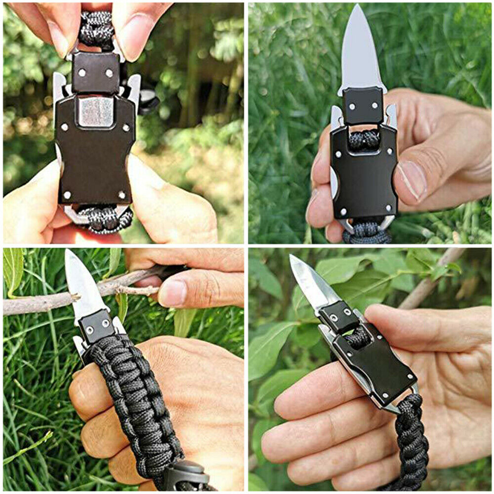 Paracord Survival Bracelet Tactical Self-Defense Braided Wristband Knife Buckle EDC