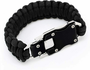 Paracord Survival Bracelet Tactical Self-Defense Braided Wristband Knife Buckle EDC