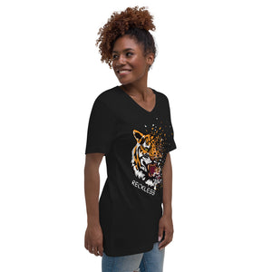 Unisex Short Sleeve V-Neck RECKLESS T-Shirt