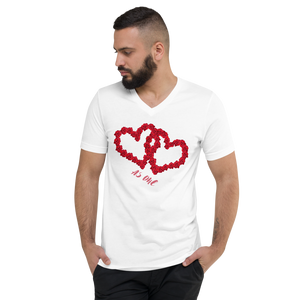 Our Hearts are connected Valentines Unisex Short Sleeve V-Neck T-Shirt
